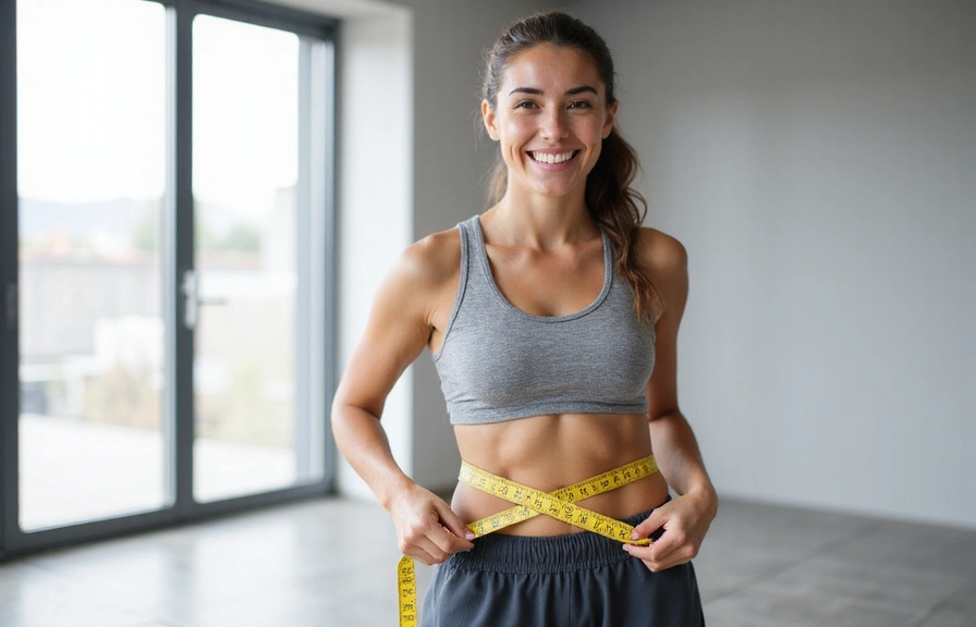 Osoba ciesząca się utratą wagi