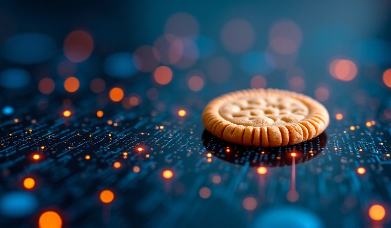 Grafika przedstawiająca ciasteczka internetowe i ich zarządzanie